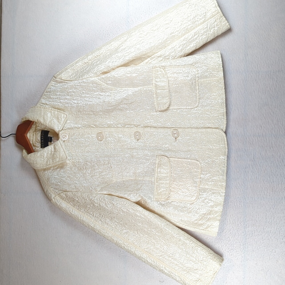 BERNARDO Womens Ivory Chic Elegant Textured Blazer Jacket Size XL